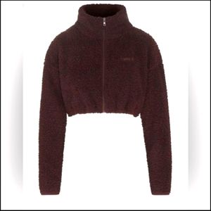 NWT SKIMS CROPPED SHERPA TEDDY JACKET ESPRESSO BROWN 3X